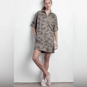ATM Tunic Camo Dress Large Roll Tab‎ Sleeve Utility Pockets Workwear